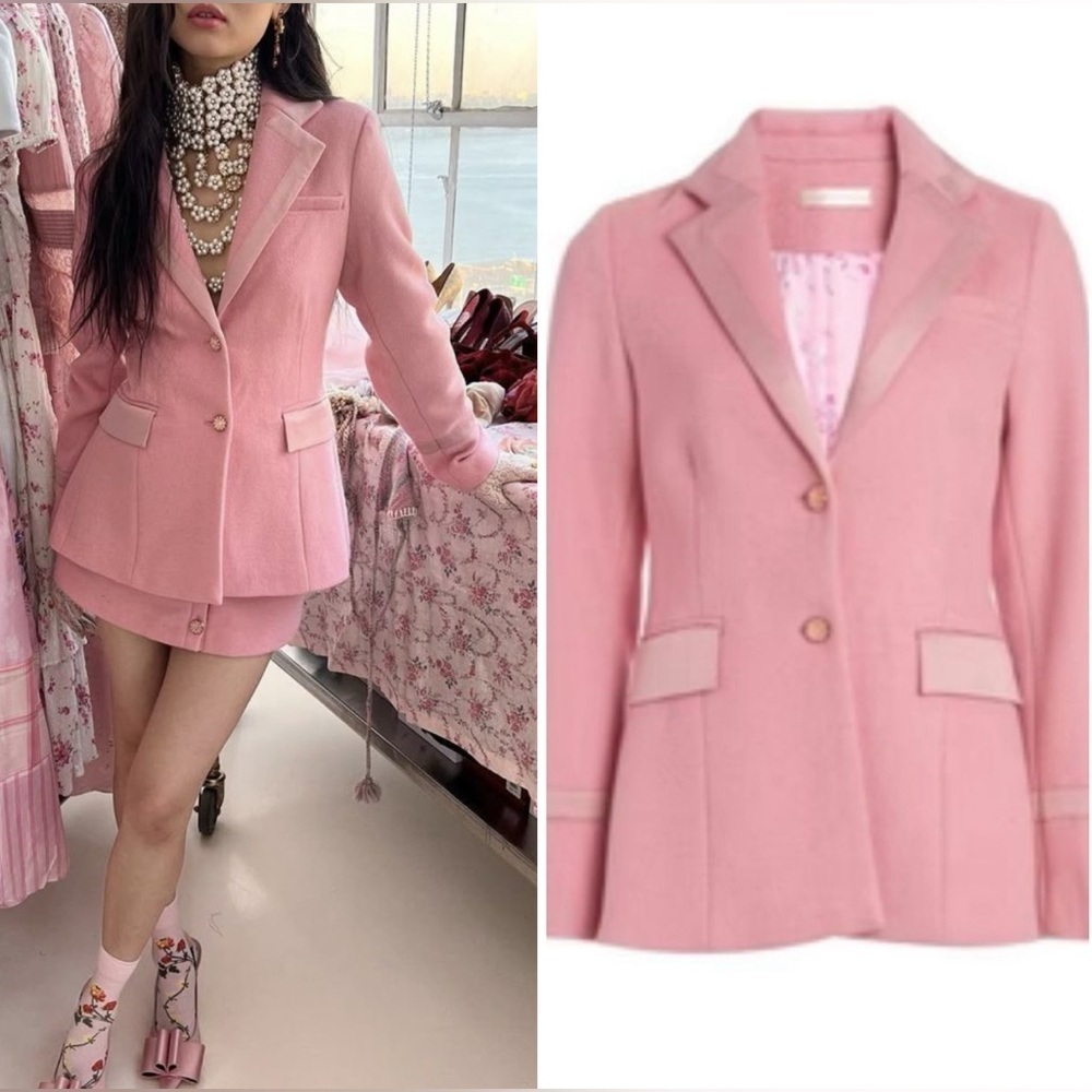 LoveShackFancy Lula wool blend blazer powdered pink